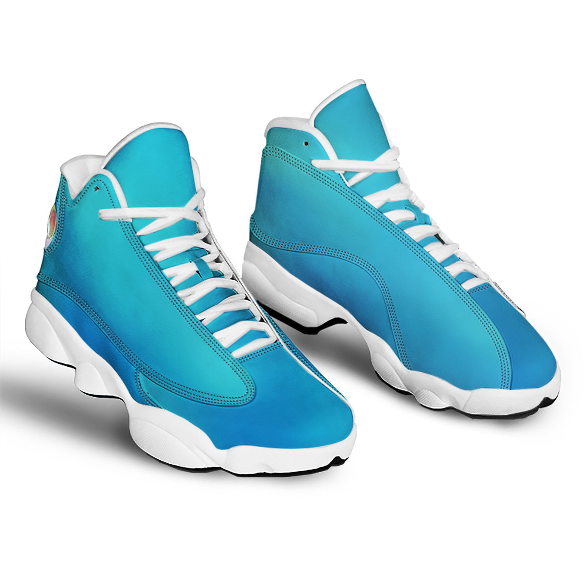 Holographic Blue Print White Basketball Shoes-grizzshop