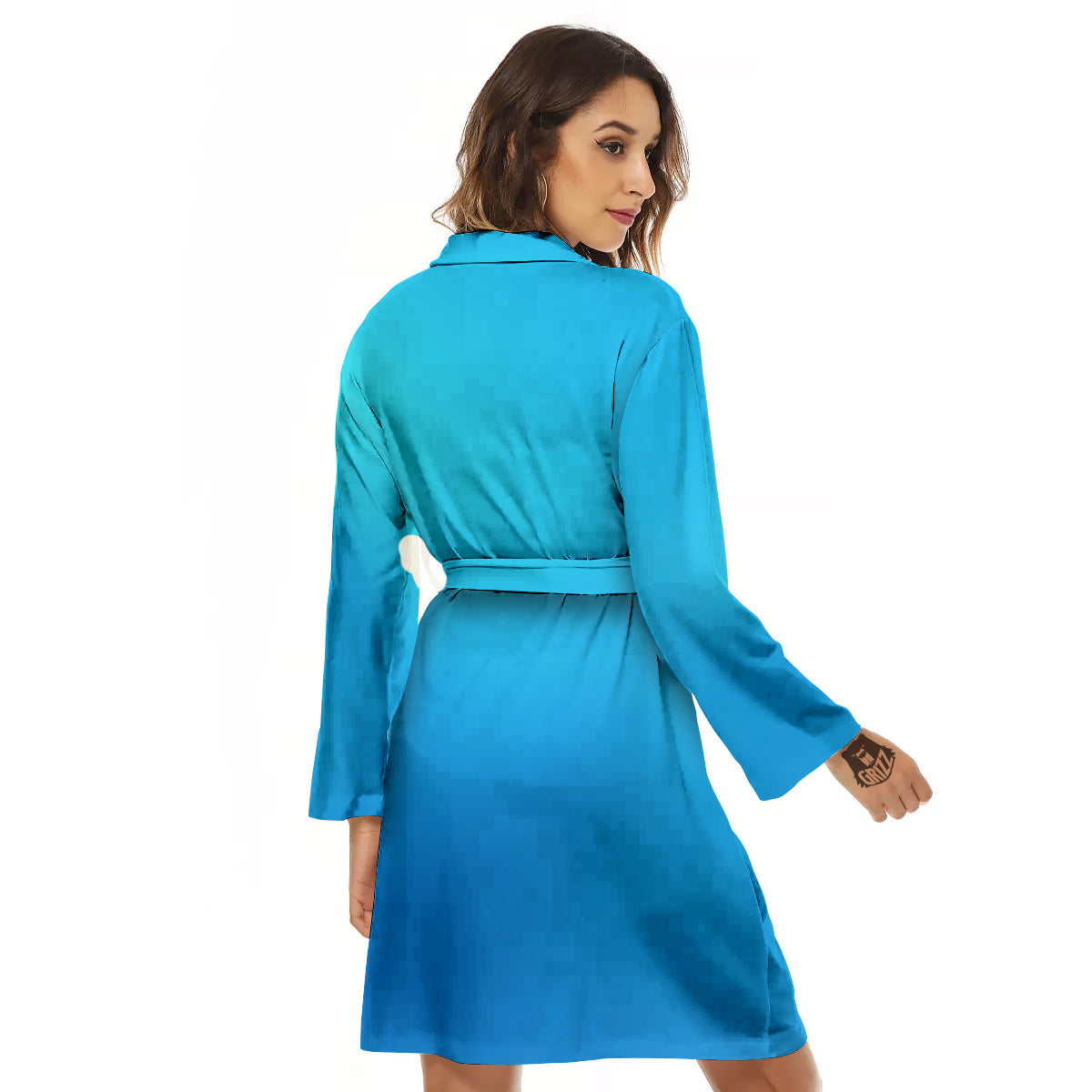 Holographic Blue Print Women's Robe-grizzshop