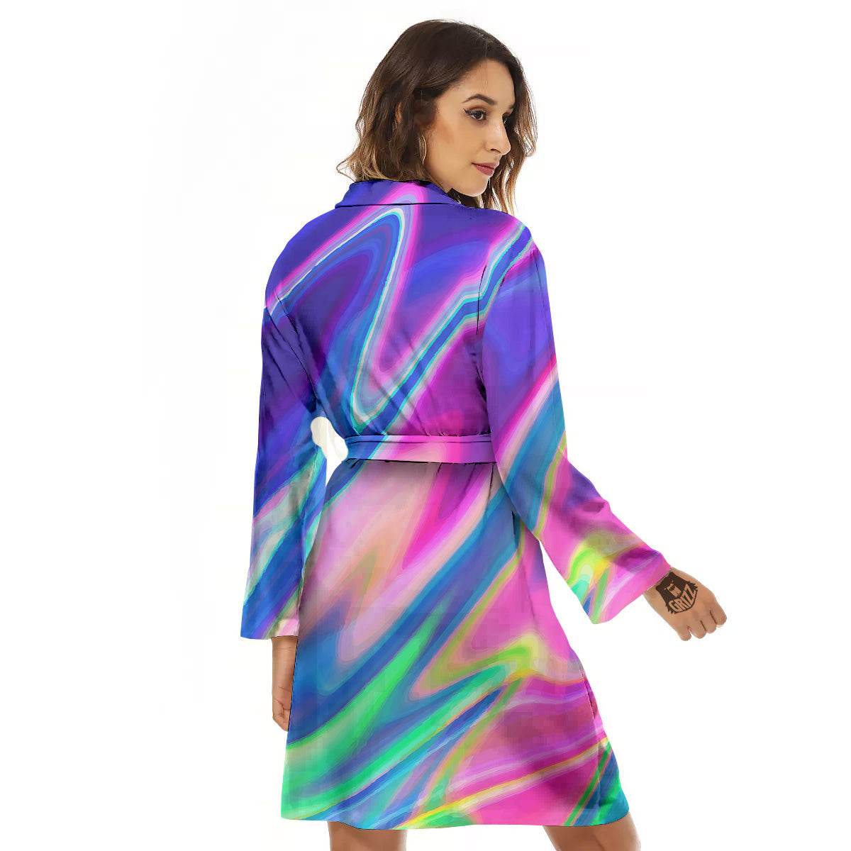Holographic Bright Print Women's Robe-grizzshop
