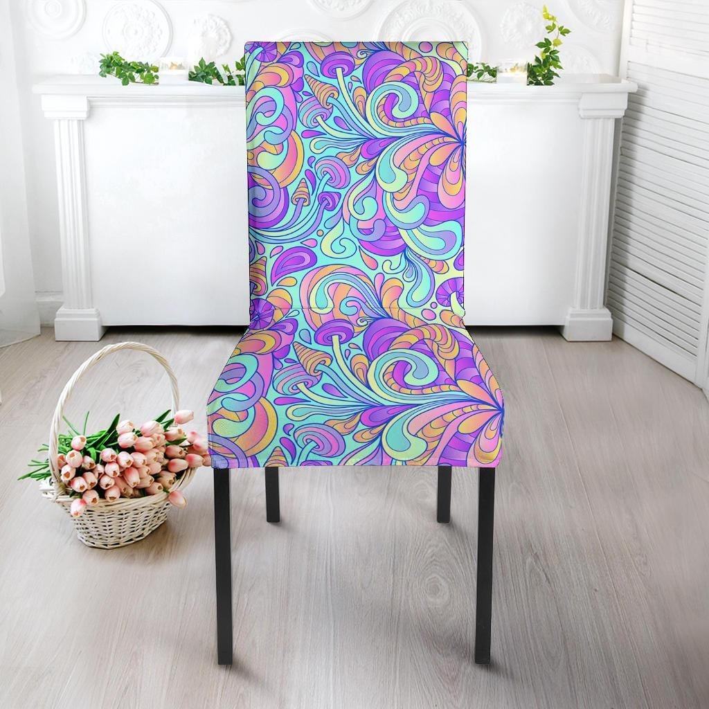 Holographic Floral Psychedelic Chair Cover-grizzshop