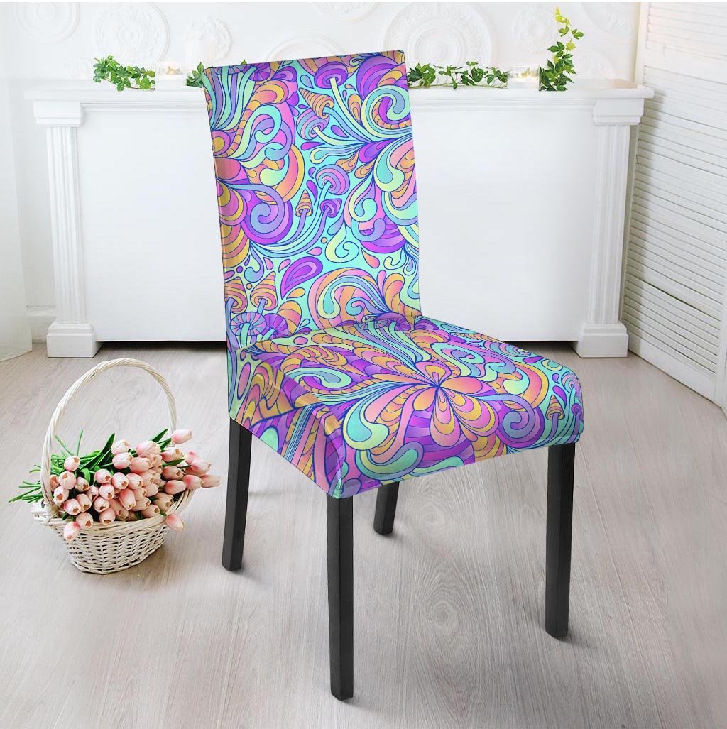 Holographic Floral Psychedelic Chair Cover-grizzshop