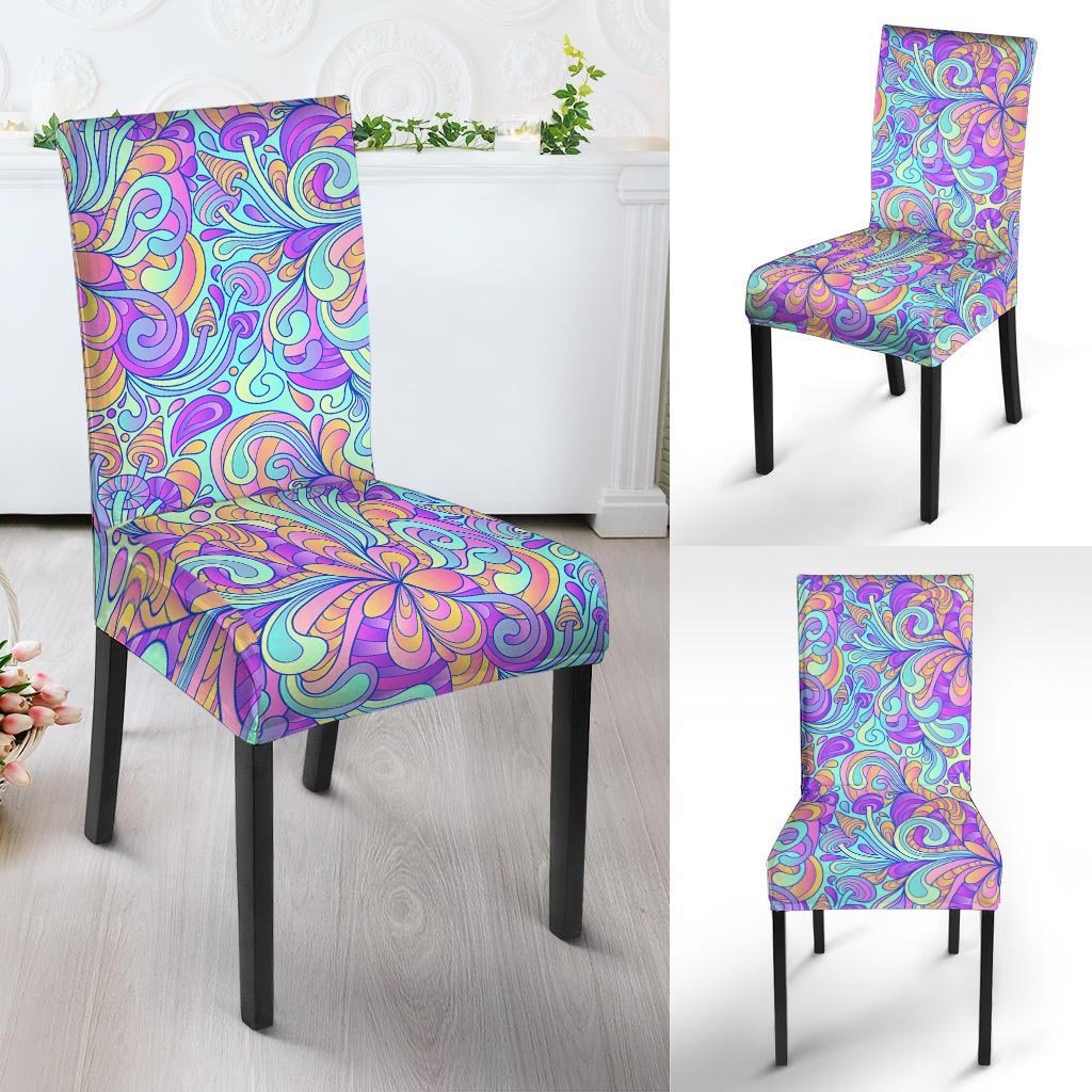 Holographic Floral Psychedelic Chair Cover-grizzshop