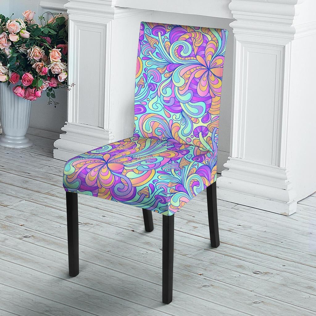 Holographic Floral Psychedelic Chair Cover-grizzshop
