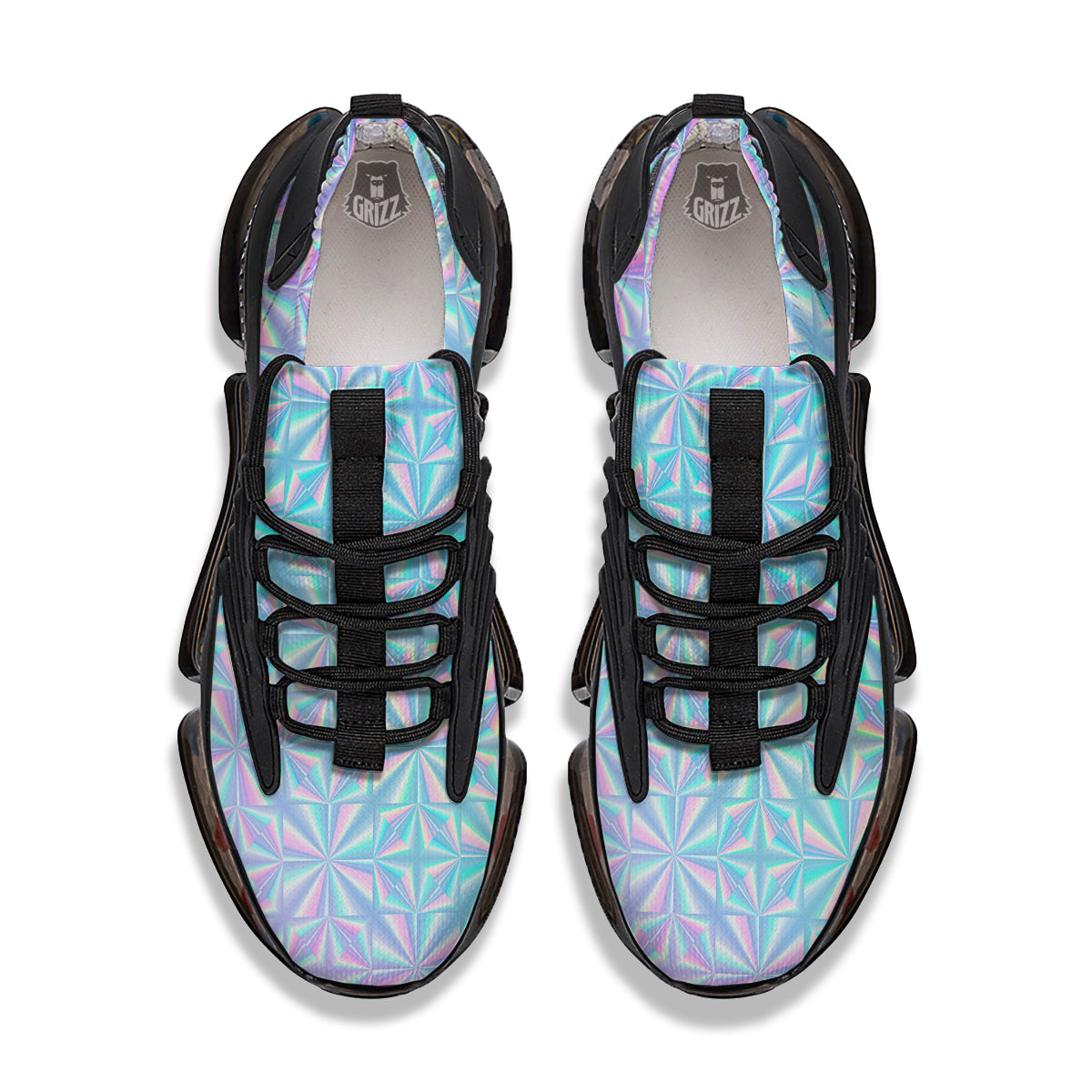 Holographic Paper Texture Print Black Gym Shoes-grizzshop