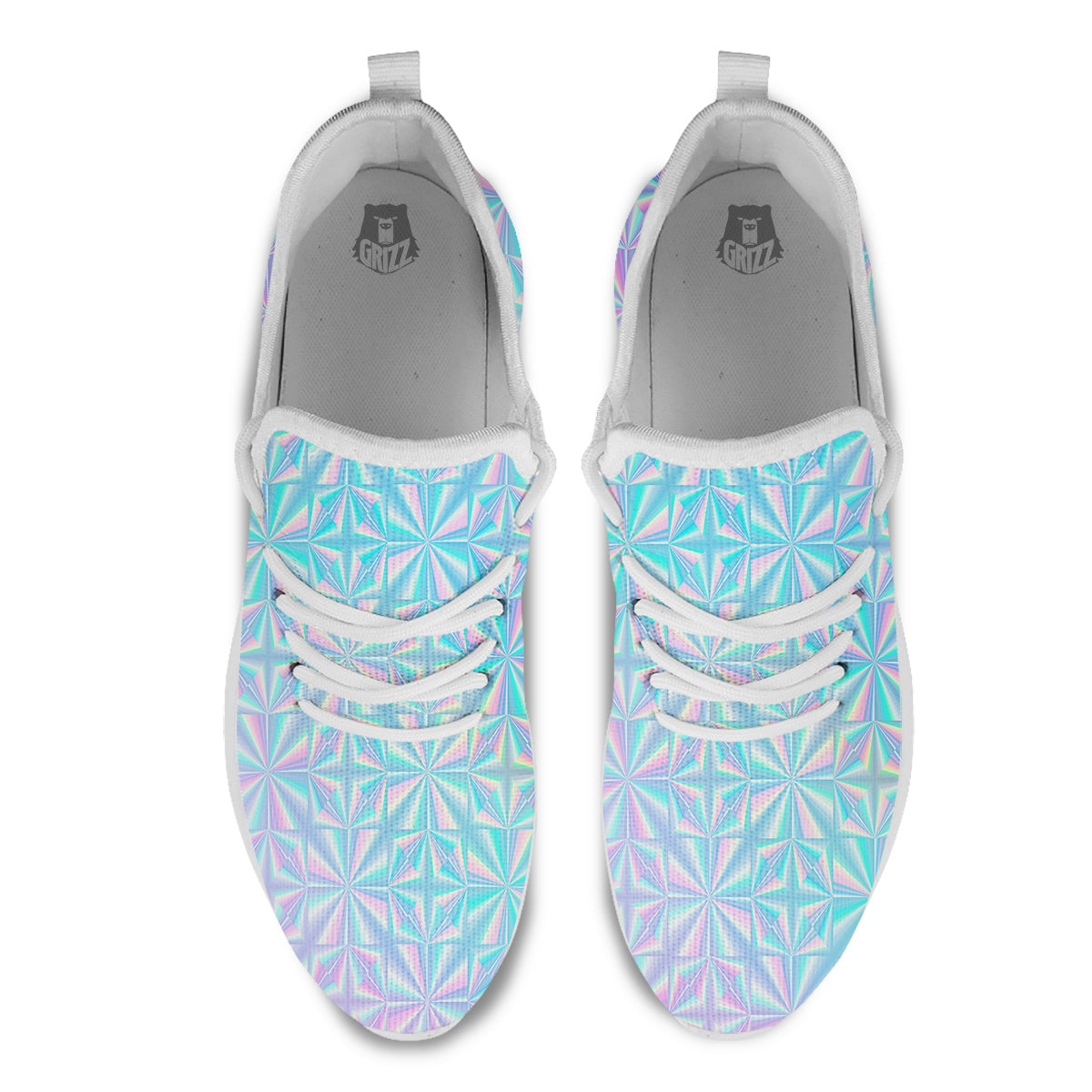 Holographic Paper Texture Print White Athletic Shoes-grizzshop