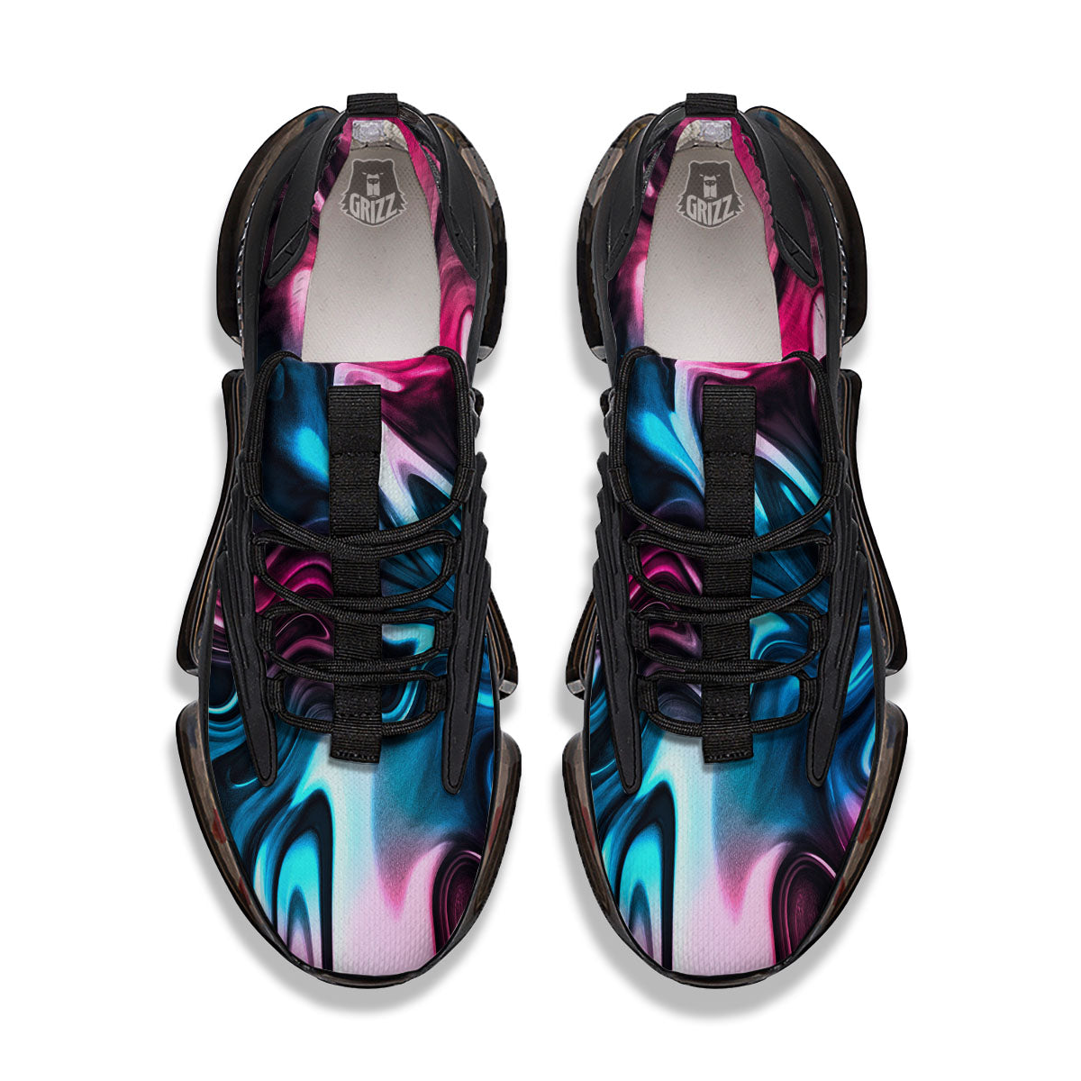 Holographic Psychedelic Print Pattern Black Gym Shoes-grizzshop