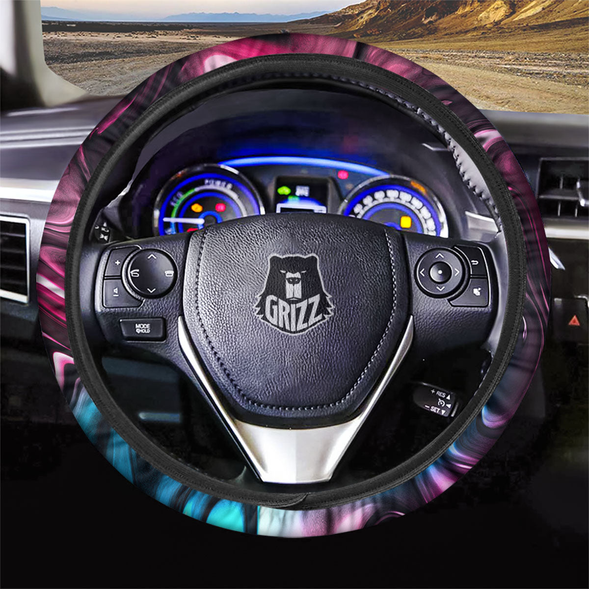 Holographic Psychedelic Print Pattern Car Steering Wheel Cover-grizzshop