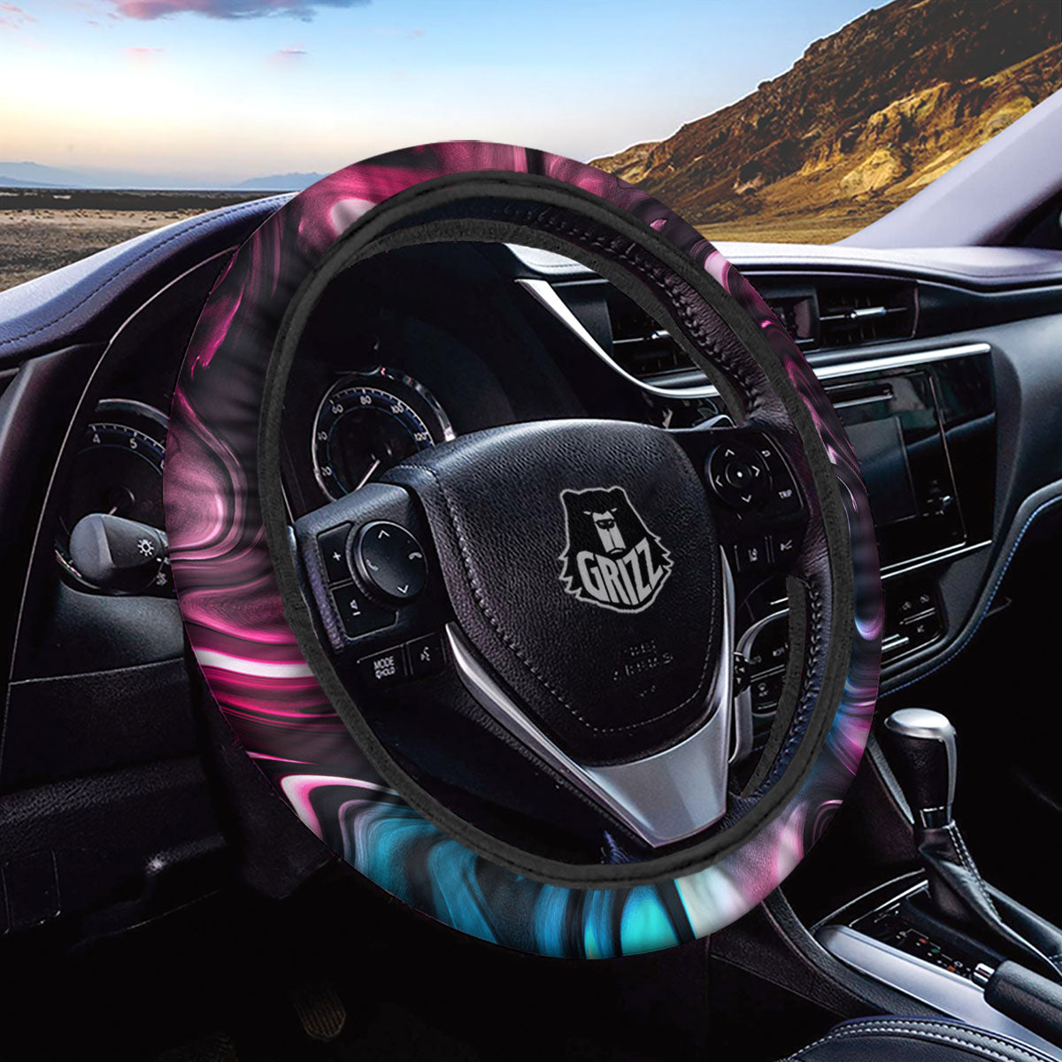 Holographic Psychedelic Print Pattern Car Steering Wheel Cover-grizzshop