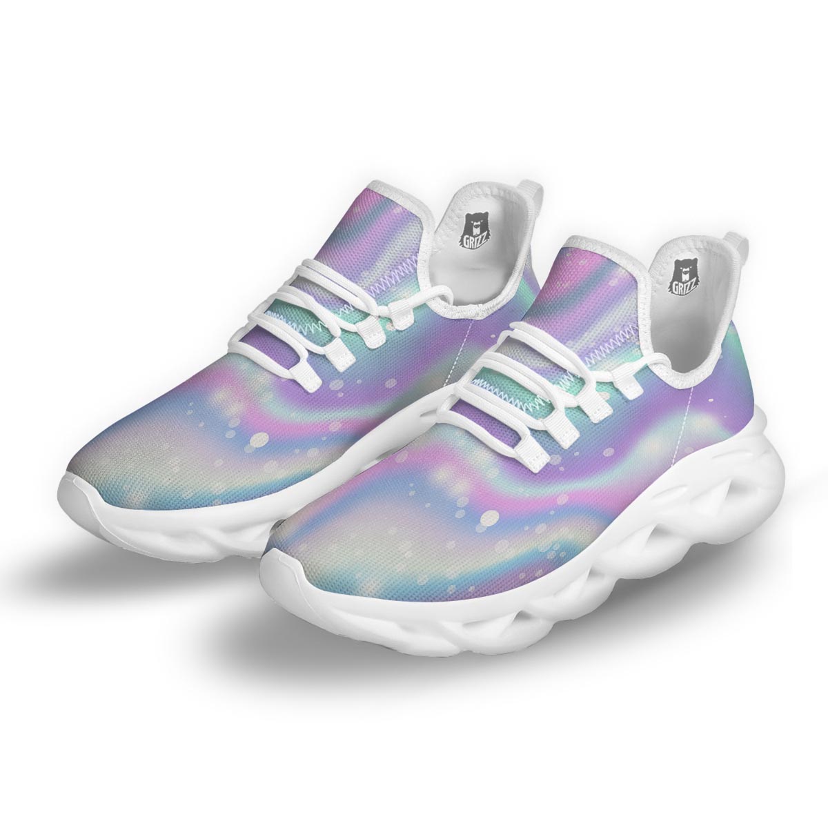 Holographic Psychedelic White Running Shoes-grizzshop