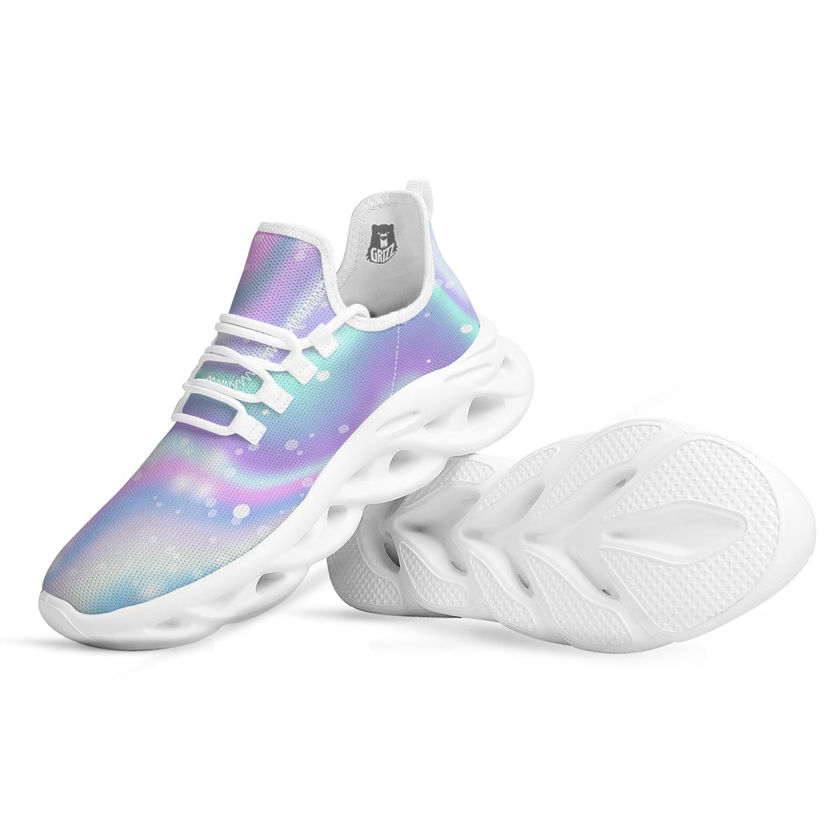 Holographic Psychedelic White Running Shoes-grizzshop