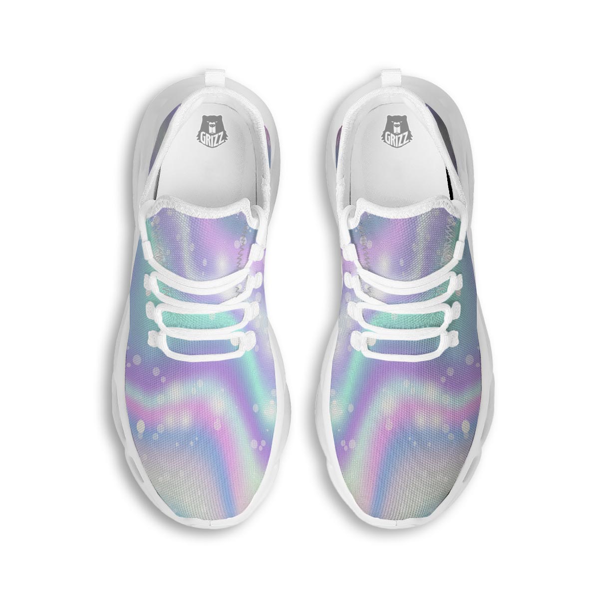 Holographic Psychedelic White Running Shoes-grizzshop