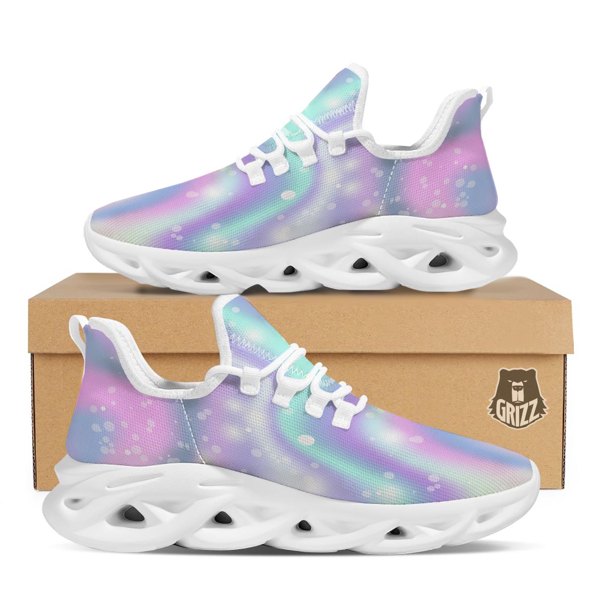 Holographic Psychedelic White Running Shoes-grizzshop