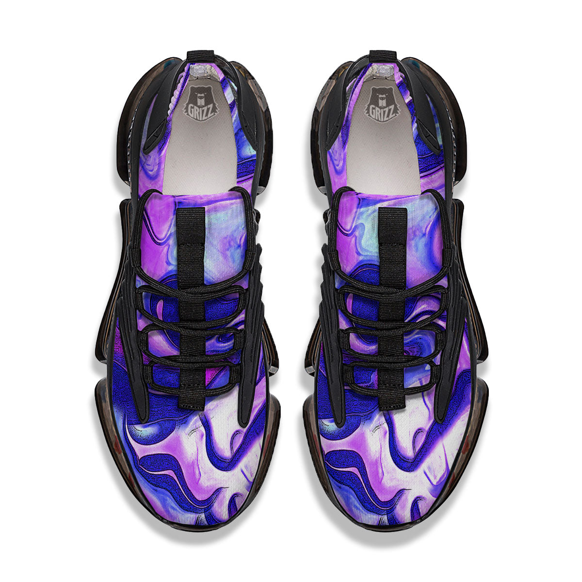 Holographic Purple Print Pattern Black Gym Shoes-grizzshop