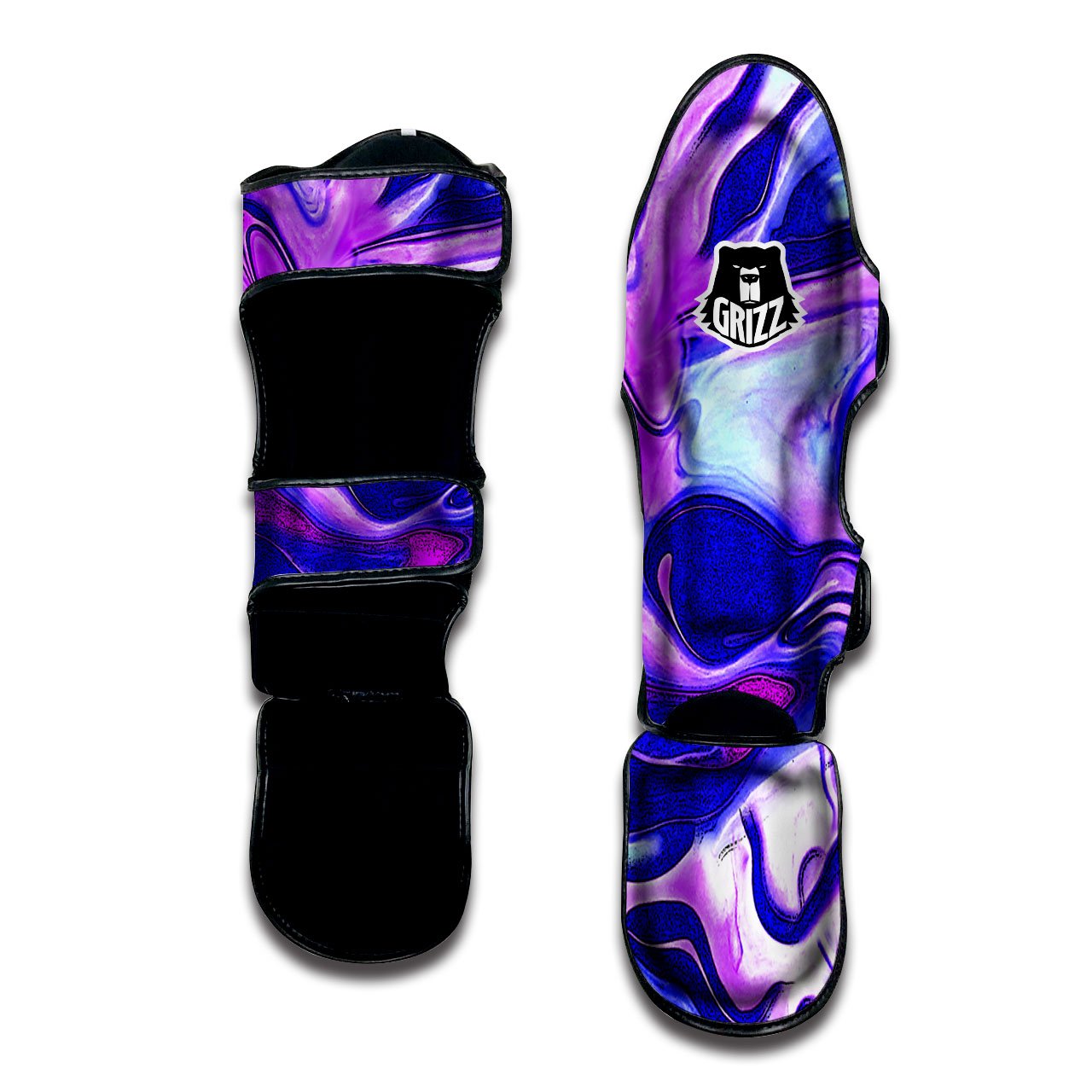 Holographic Purple Print Pattern Muay Thai Shin Guards-grizzshop