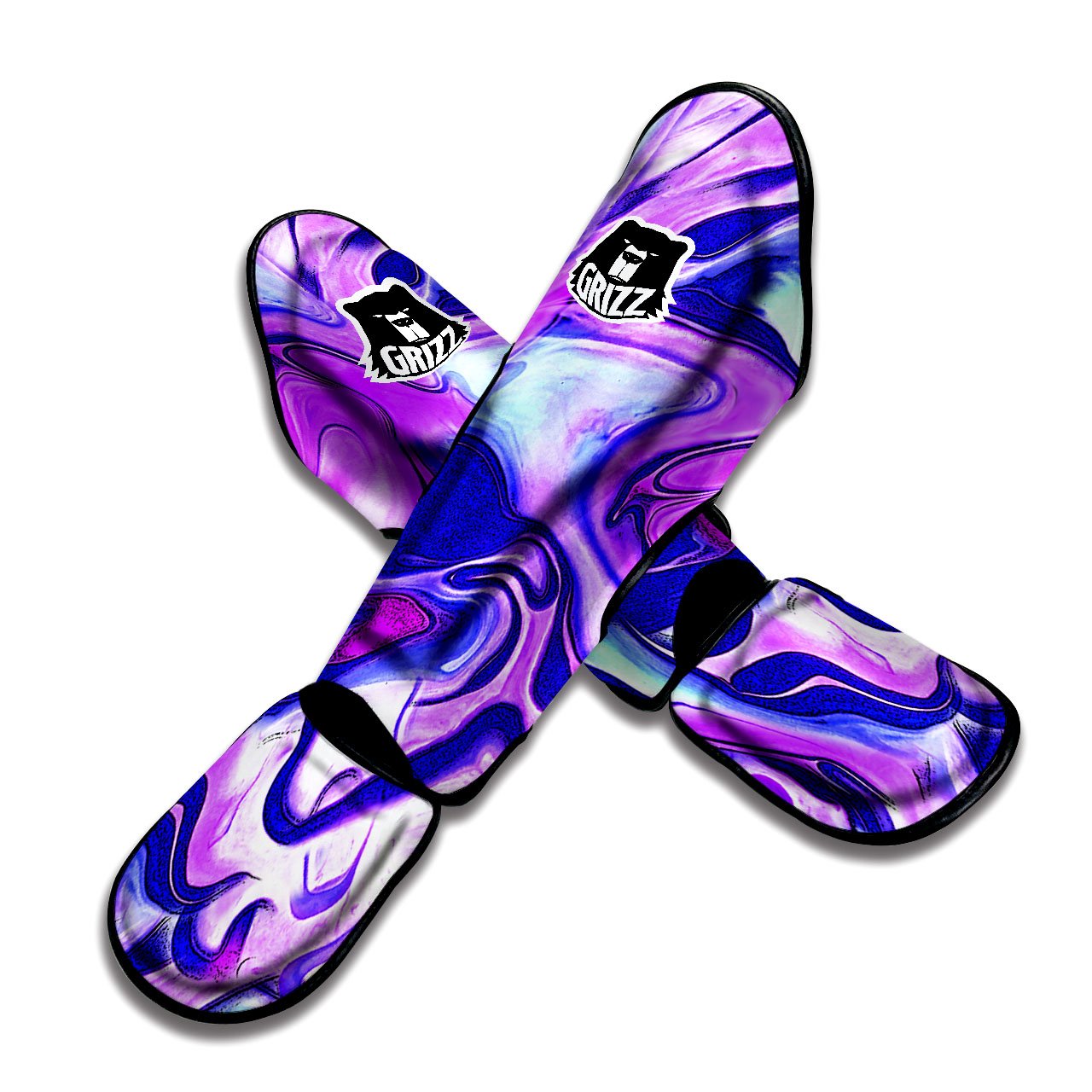 Holographic Purple Print Pattern Muay Thai Shin Guards-grizzshop