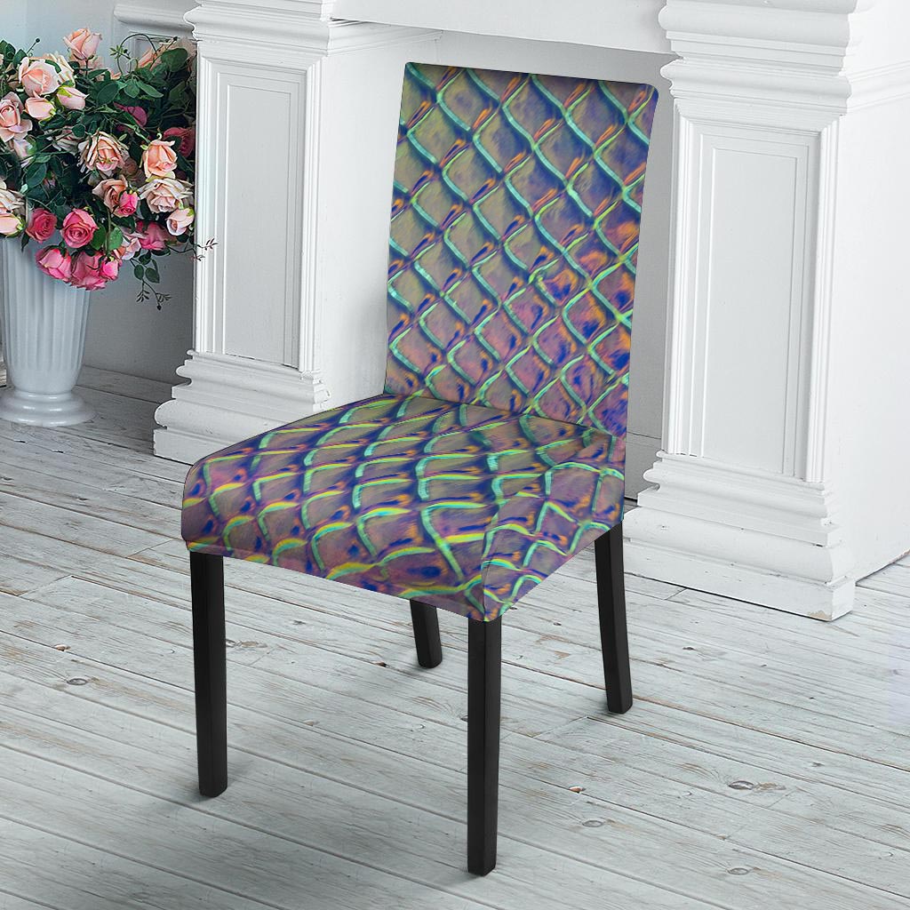 Holographic Snakeskin Print Chair Cover-grizzshop
