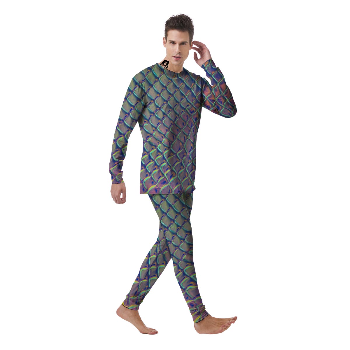 Holographic Snakeskin Print Men's Pajamas-grizzshop