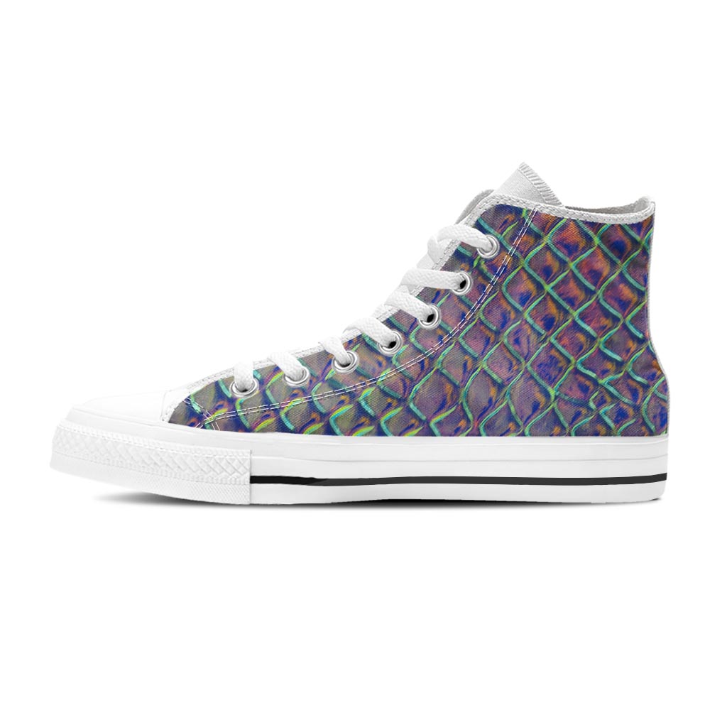 Holographic Snakeskin Print Women's High Top Shoes-grizzshop
