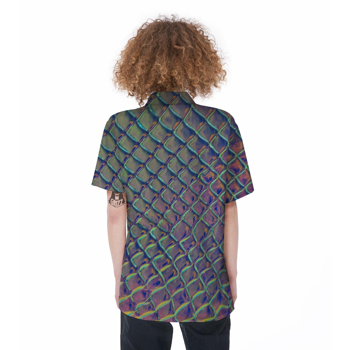Holographic Snakeskin Print Women's Short Sleeve Shirts-grizzshop