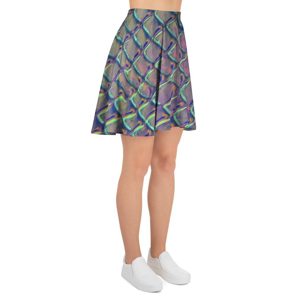 Holographic Snakeskin Print Women's Skirt-grizzshop