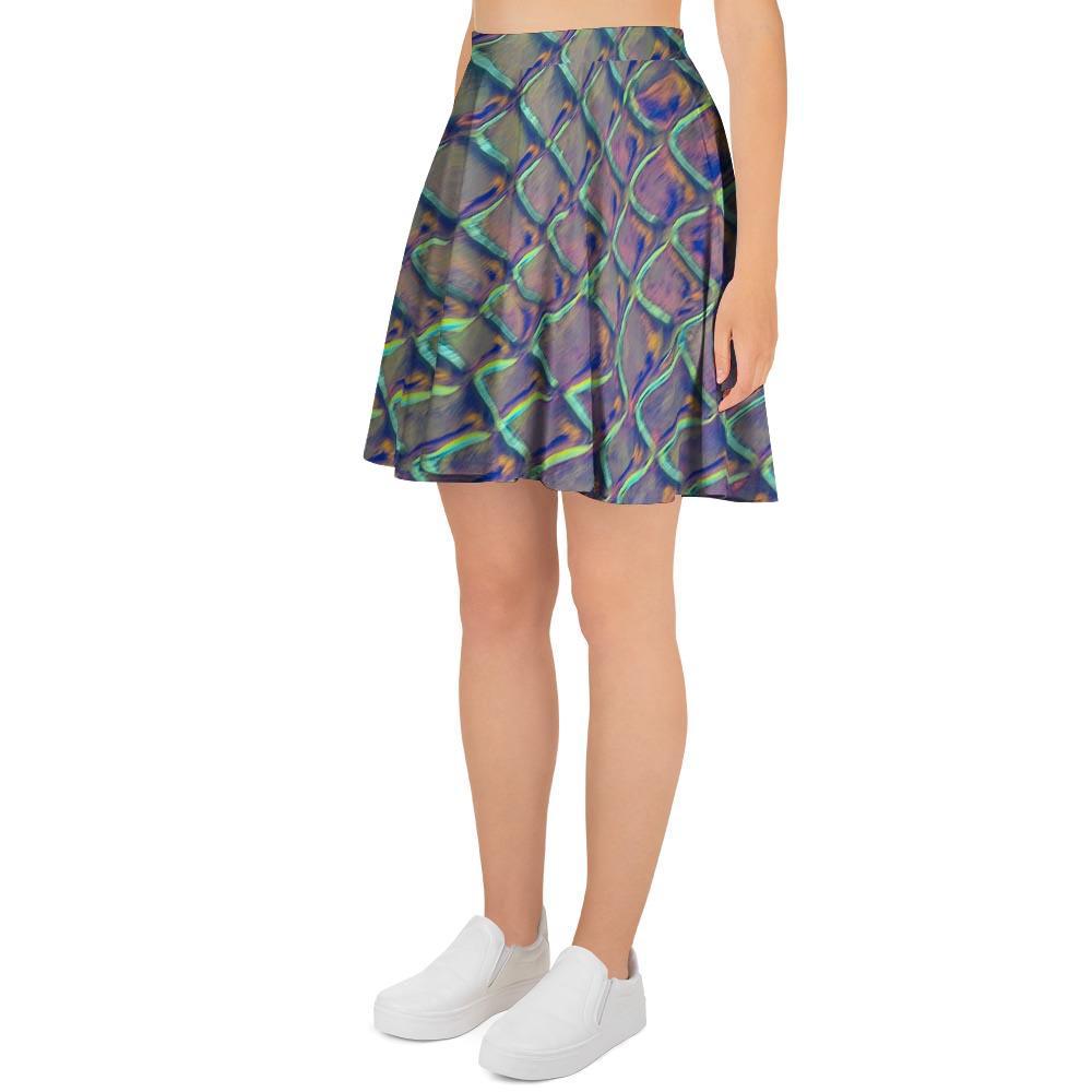 Holographic Snakeskin Print Women's Skirt-grizzshop