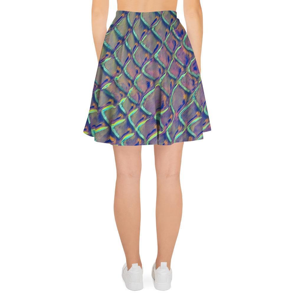 Holographic Snakeskin Print Women's Skirt-grizzshop