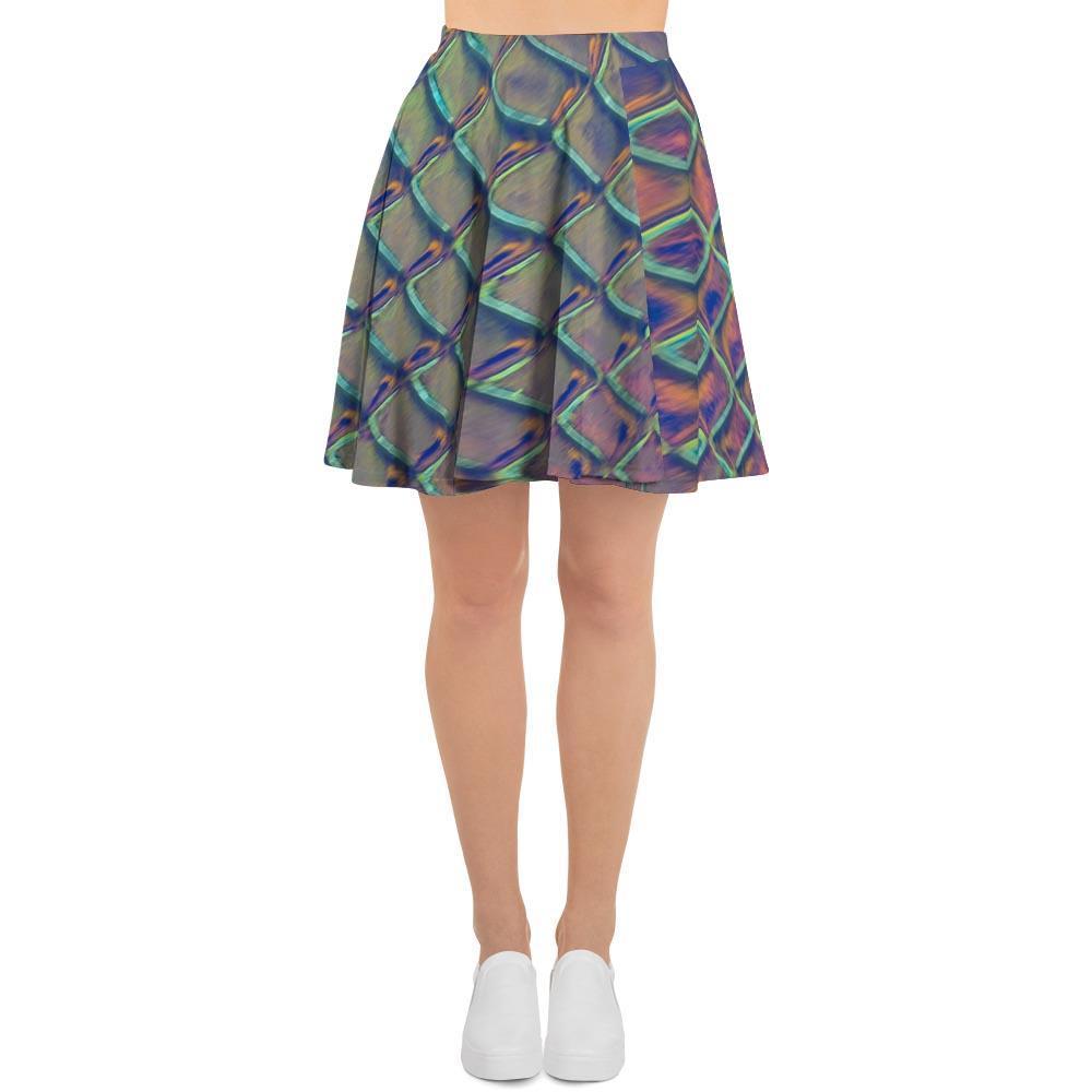 Holographic Snakeskin Print Women's Skirt-grizzshop
