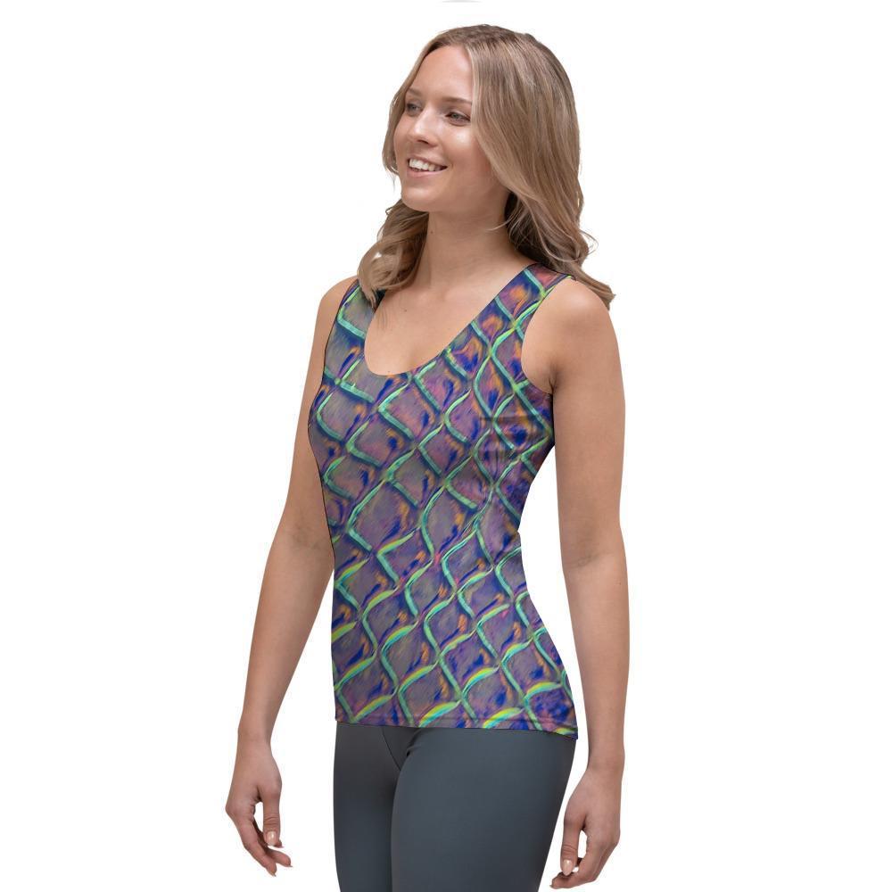 Holographic Snakeskin Print Women's Tank Top-grizzshop
