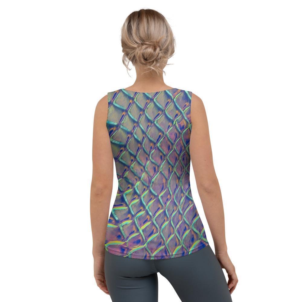 Holographic Snakeskin Print Women's Tank Top-grizzshop