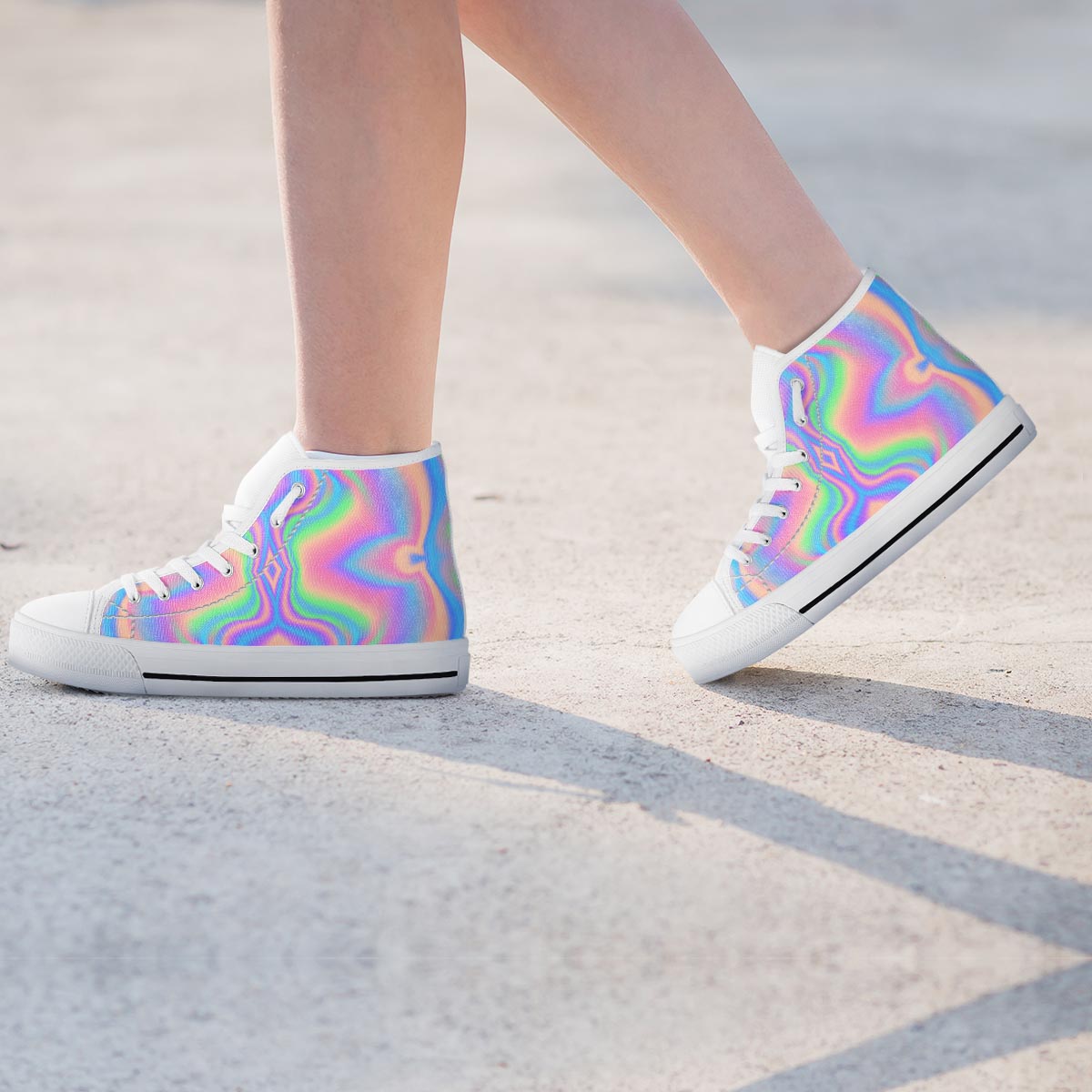 Holographic Trippy Women's High Top Shoes-grizzshop