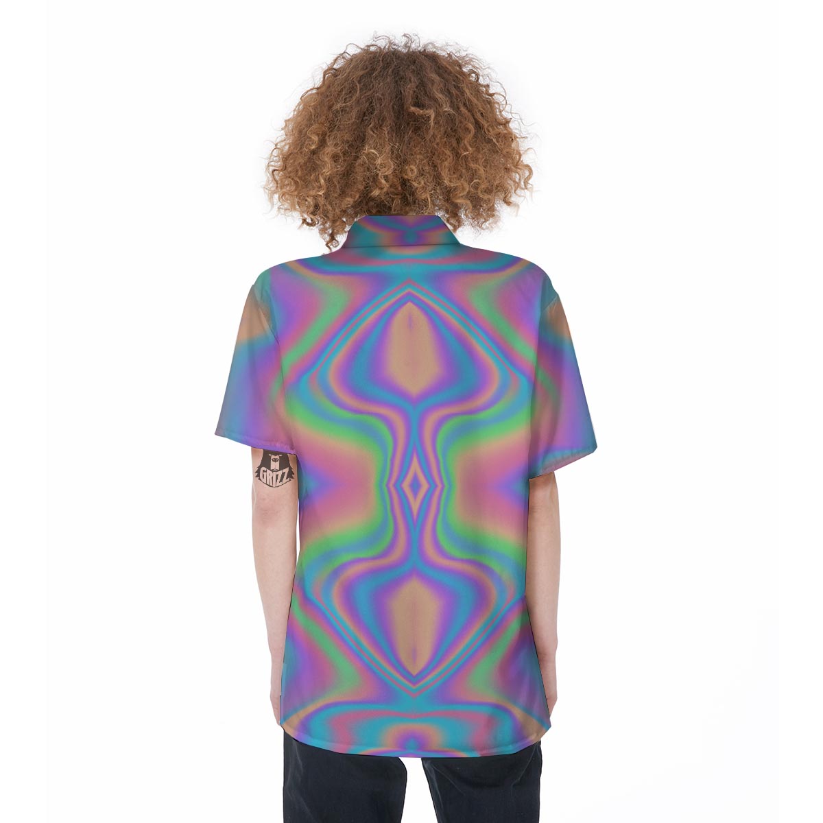 Holographic Trippy Women's Short Sleeve Shirts-grizzshop