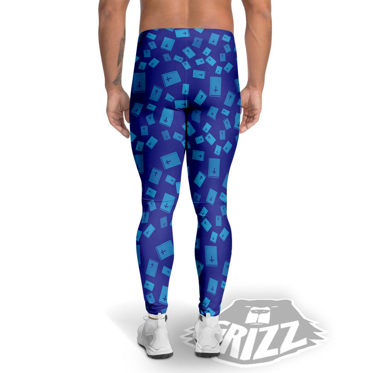Holy Bible Blue Print Pattern Men's Leggings-grizzshop