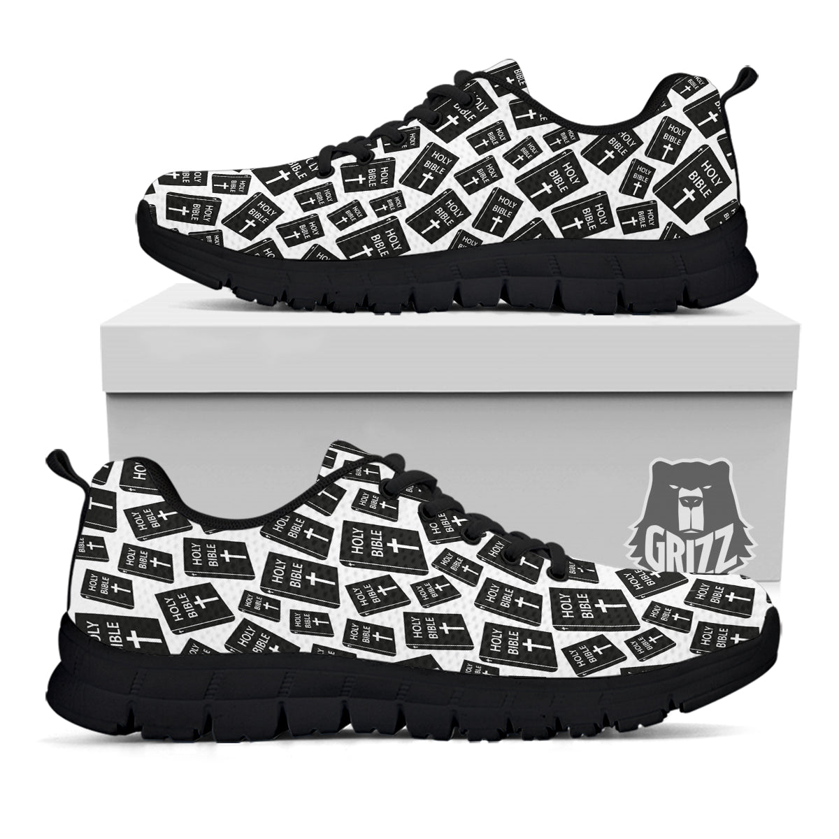 Holy Bible Christian Black Print Pattern Black Sneaker-grizzshop