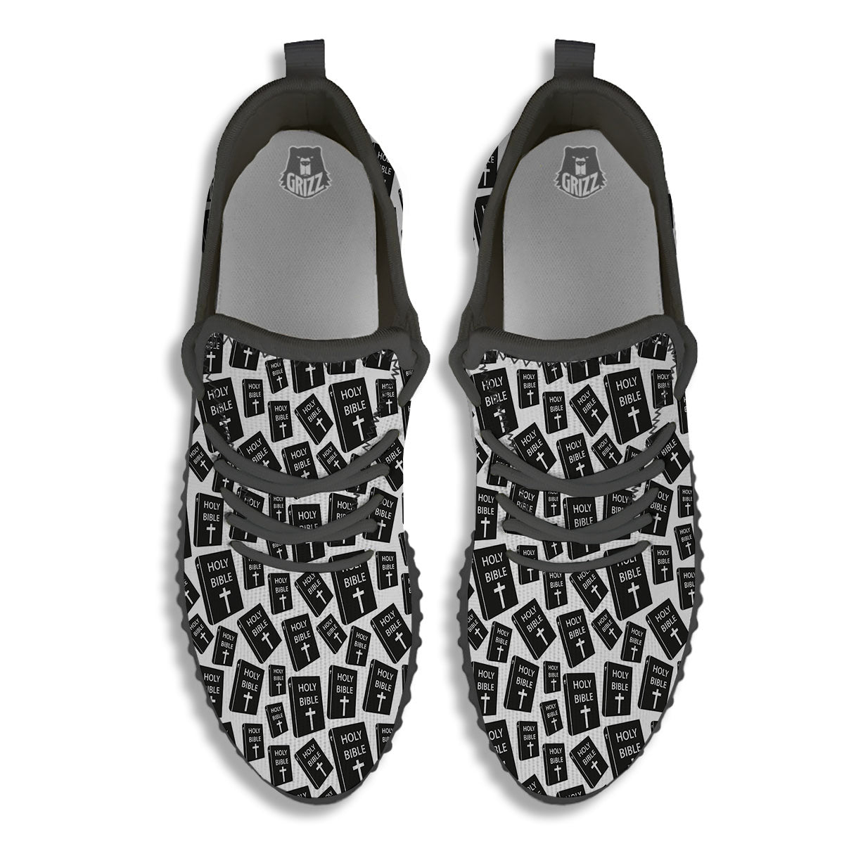 Holy Bible Christian Black Print Pattern Black Walking Shoes-grizzshop