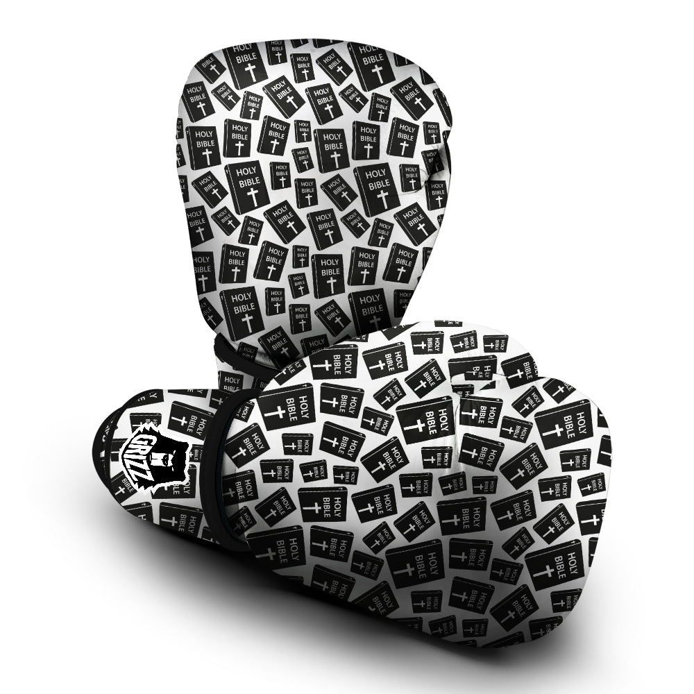 Holy Bible Christian Black Print Pattern Boxing Gloves-grizzshop
