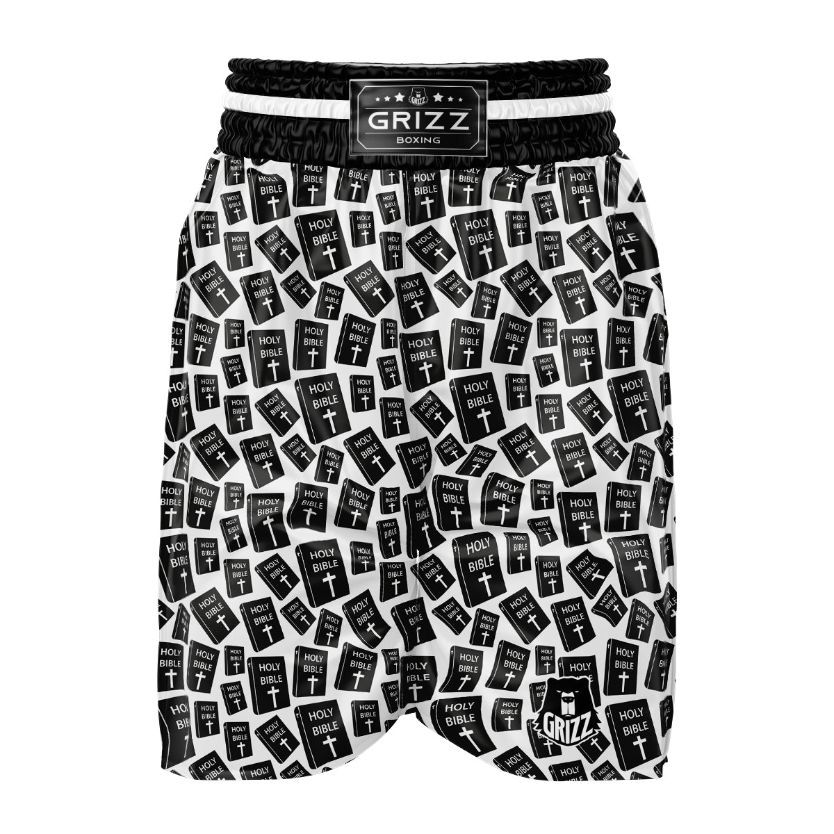 Holy Bible Christian Black Print Pattern Boxing Shorts-grizzshop
