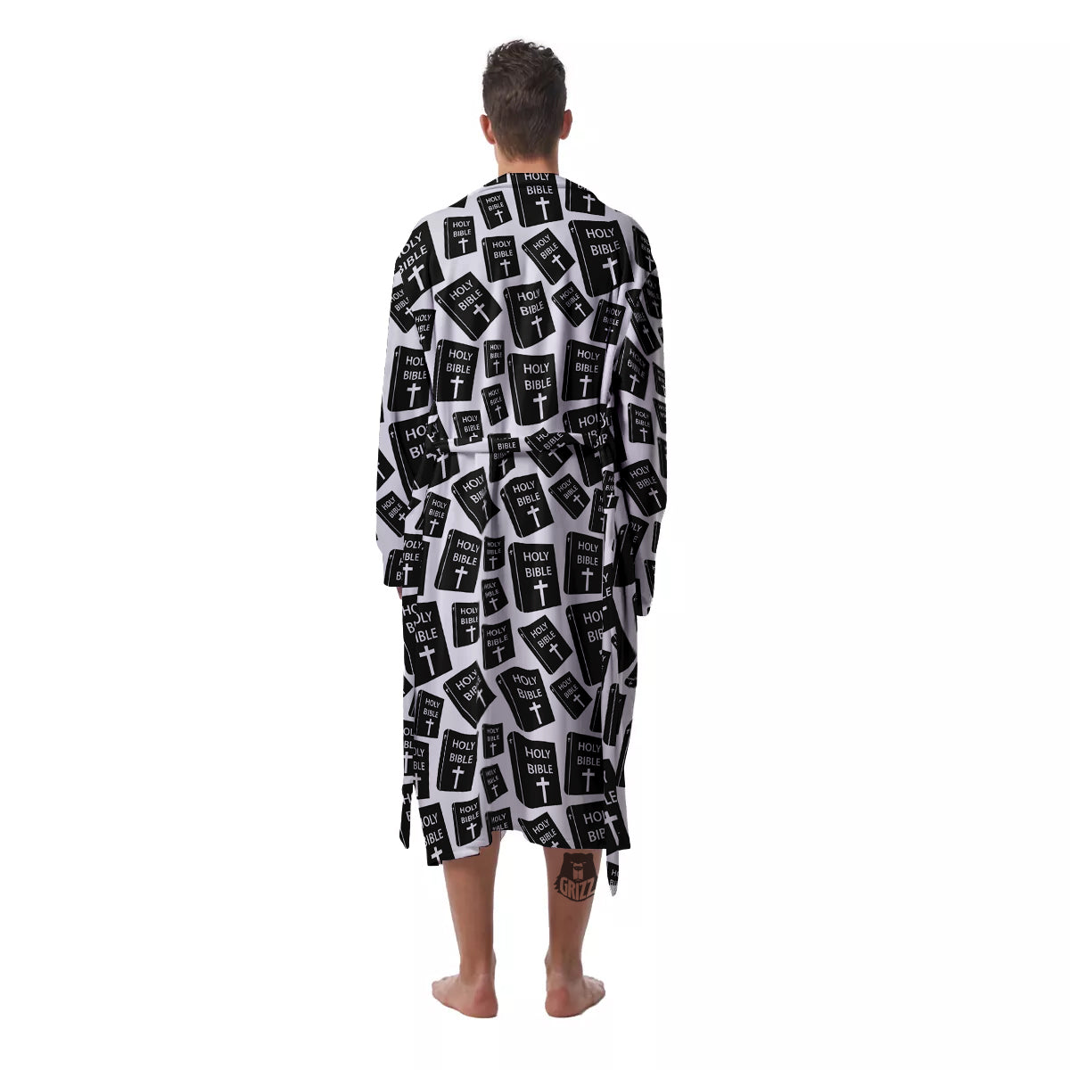 Holy Bible Christian Black Print Pattern Men's Robe-grizzshop