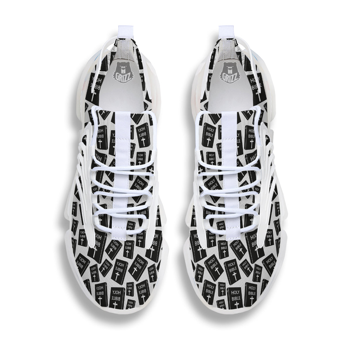 Holy Bible Christian Black Print Pattern White Gym Shoes-grizzshop