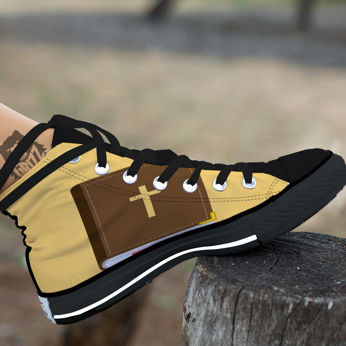 Holy Bible Christian Print Black High Top Shoes-grizzshop