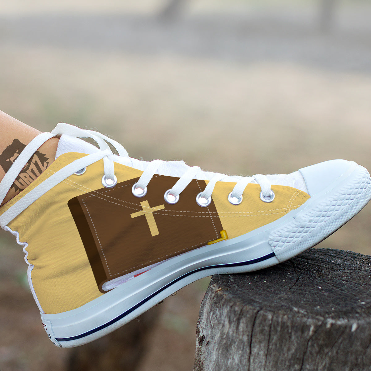 Holy Bible Christian Print White High Top Shoes-grizzshop