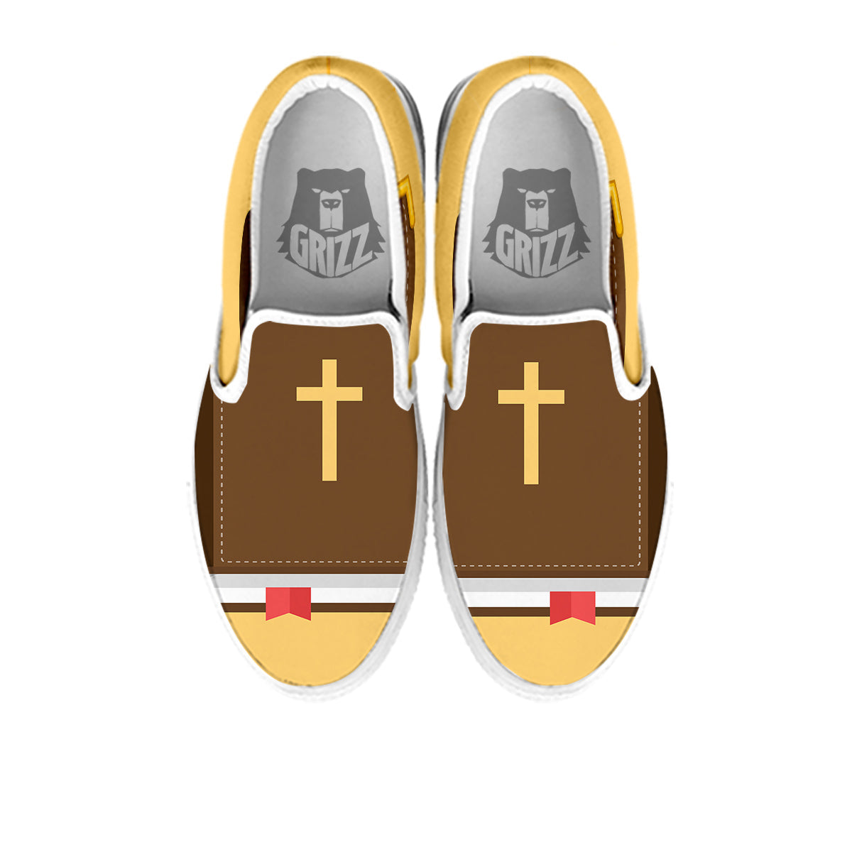 Holy Bible Christian Print White Slip On Shoes-grizzshop