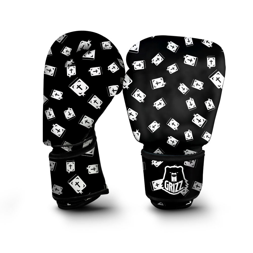 Holy Bible White And Black Print Pattern Boxing Gloves-grizzshop