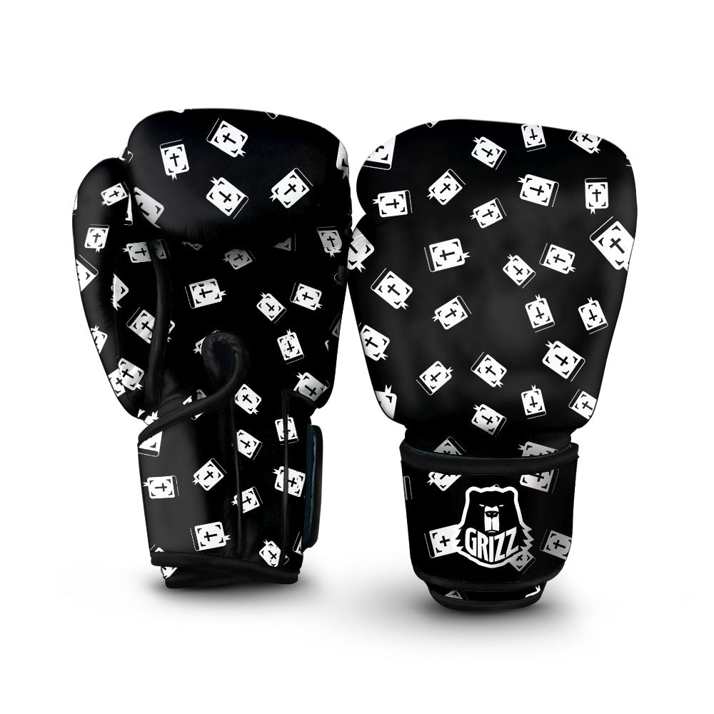 Holy Bible White And Black Print Pattern Boxing Gloves-grizzshop