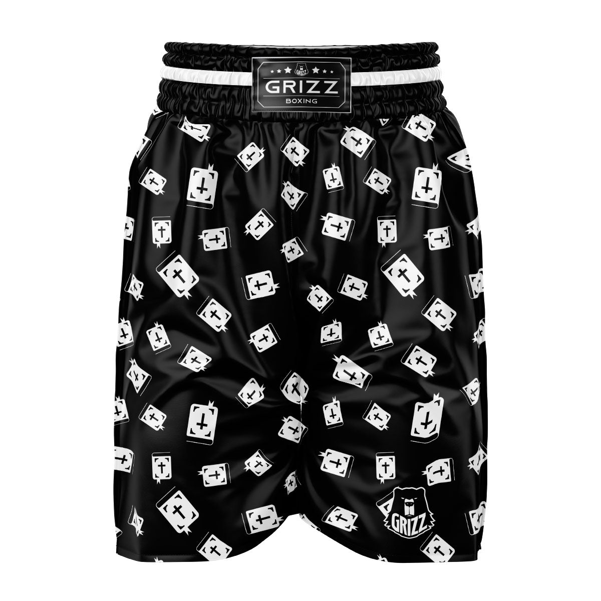 Holy Bible White And Black Print Pattern Boxing Shorts-grizzshop
