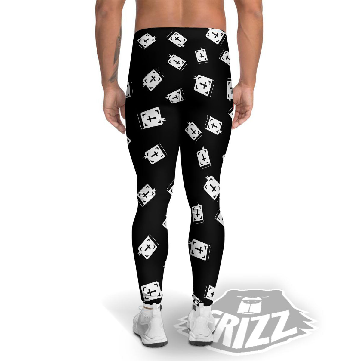 Holy Bible White And Black Print Pattern Men's Leggings-grizzshop