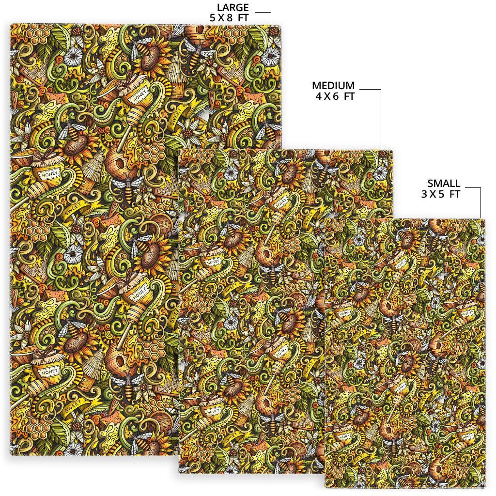 Honey Bee Psychedelic Gifts Pattern Print Floor Mat-grizzshop