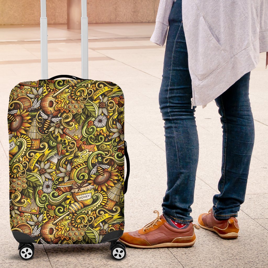 Honey Bee Psychedelic Gifts Pattern Print Luggage Cover Protector-grizzshop