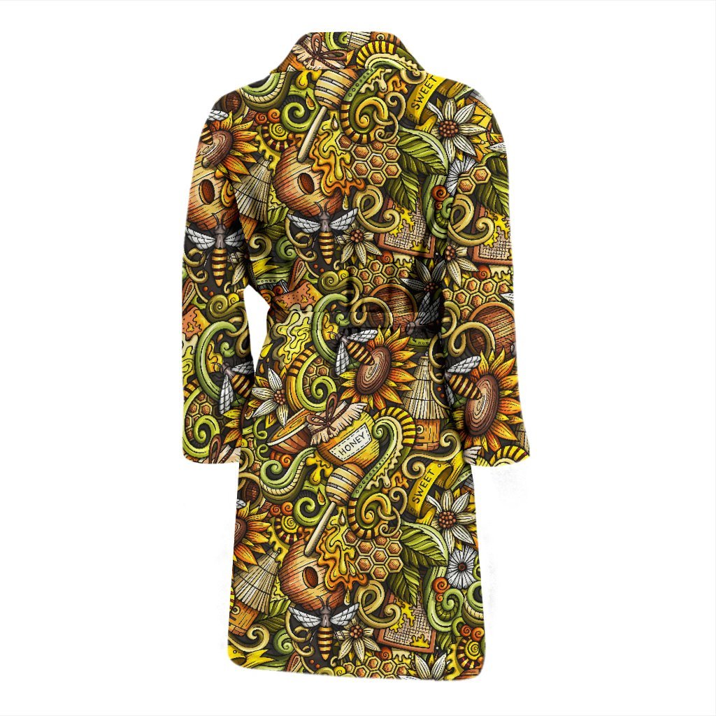 Honey Bee Psychedelic Gifts Pattern Print Men Long Robe-grizzshop