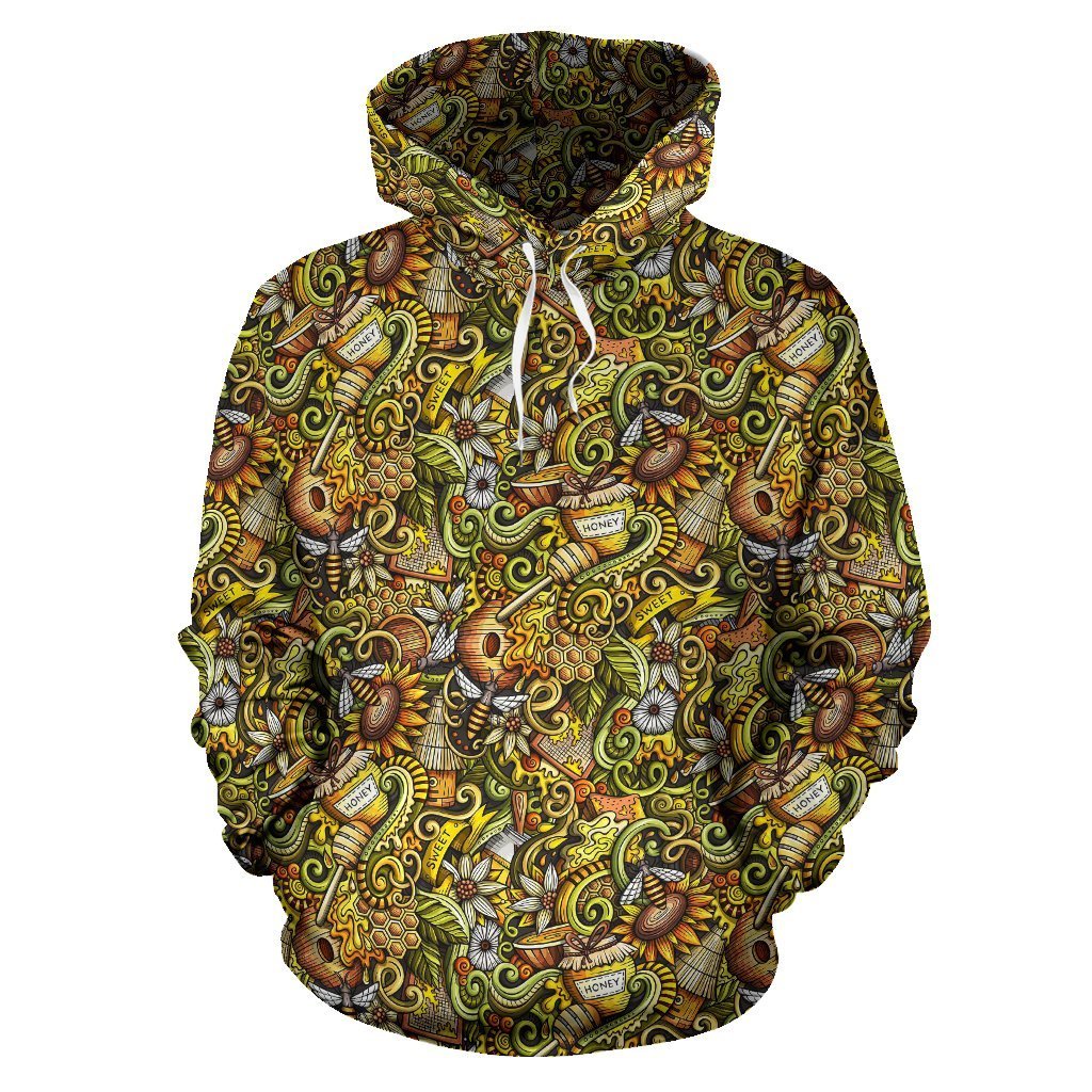 Honey Bee Psychedelic Gifts Pattern Print Women Men Pullover Hoodie-grizzshop