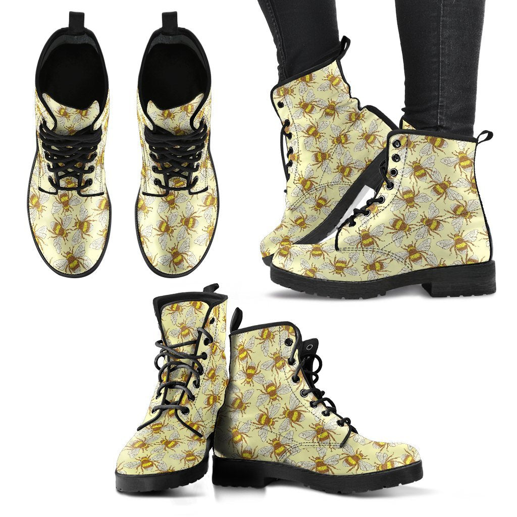 Honey Bee Gifts Pattern Print Men Women Leather Boots-grizzshop
